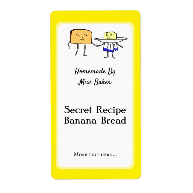 Söt vintagebröd och smör redigerbar bakning fraktsedel (Framsidan)