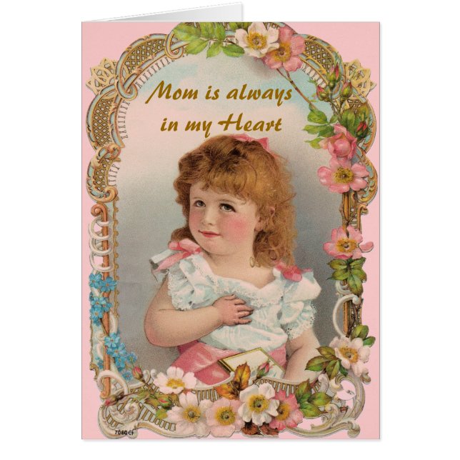 Söt vintageflicka hälsningskort (Framsidan)