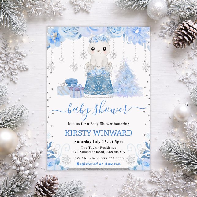 Söt vinter Arktisk isbjörn Baby Shower Inbjudningar (Skapare uppladdad)