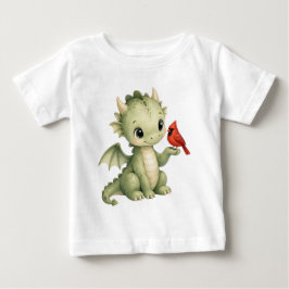 Söt Vinter Bebis Drak Kardinal Akvarell T Shirt