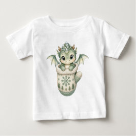 Söt Vinter Bebis Drak Vantar Vattenfärg T Shirt