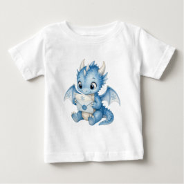 Söt Vinter Bebis Drak Vattenfärg Illustration T Shirt
