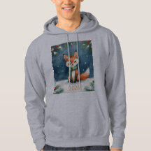 söt vinter glad nyår 2026 räv semester hoodie
