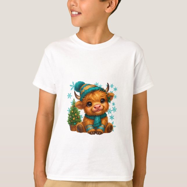 Söt vinter Highland-ko julkonst – Mysig baby T Shirt (Framsida)