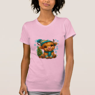 Söt vinter Highland-ko julkonst – Mysig bebis T Shirt