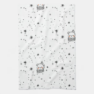 Söt vinter isbjörn snöflinga kökshandduk