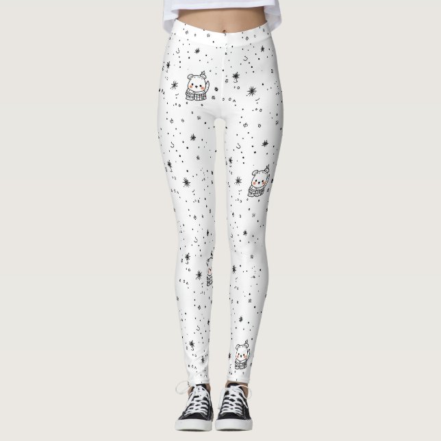 Söt vinter isbjörn snöflinga leggings (Framsida)