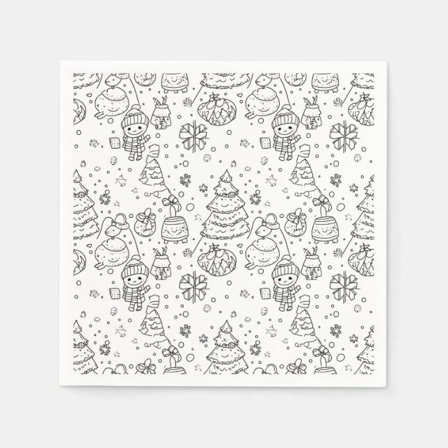 Söt vinter jul doodle mönster (3) pappersservett (Framsidan)