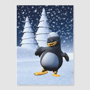 Söt vinter sjöman pingvin snöig höstbildskonst