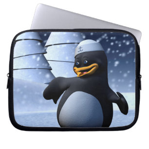 Söt vinter sjöman pingvin snöig höstbildskonst laptop sleeve