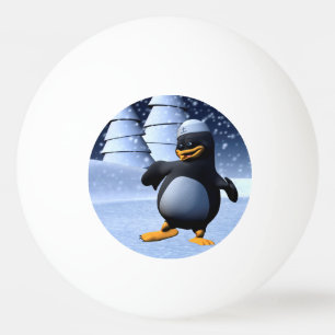 Söt vinter sjöman pingvin snöig höstbildskonst pingisboll