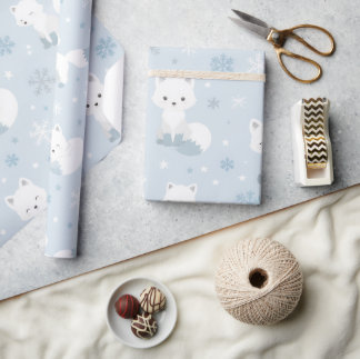 Söt vinter snö rävmönster presentförpackningspappe presentpapper