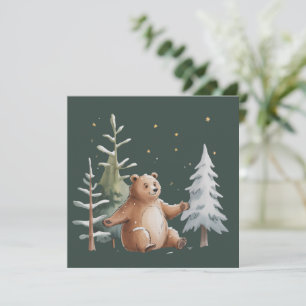 Söt vinter snöig björn Whimsical Woodland Vinter  Inbjudningar