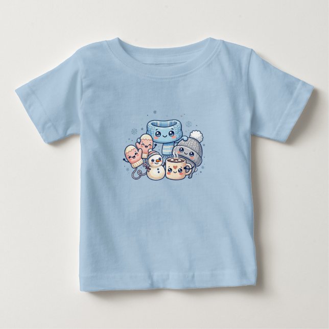 Söt vinter-vänners t-shirt för barn (Framsida)