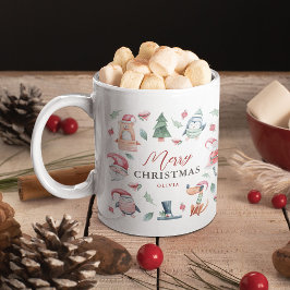 Söt Vinter Vattenfärg God Jul Kaffemugg