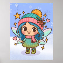 Söt Vinterälva Kawaii Pastell Fantasykonst