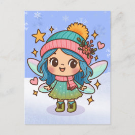 Söt Vinterälva Kawaii Pastell Fantasykonst Vykort