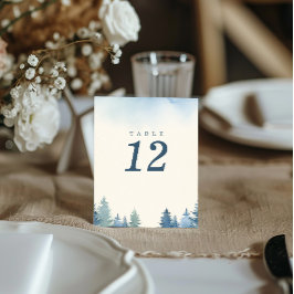 Söt vinterblått bordsnummer gräs träd