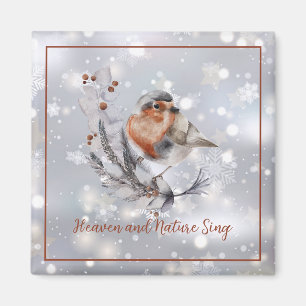 Söt vinterfågel och snö anpassad semester magnet