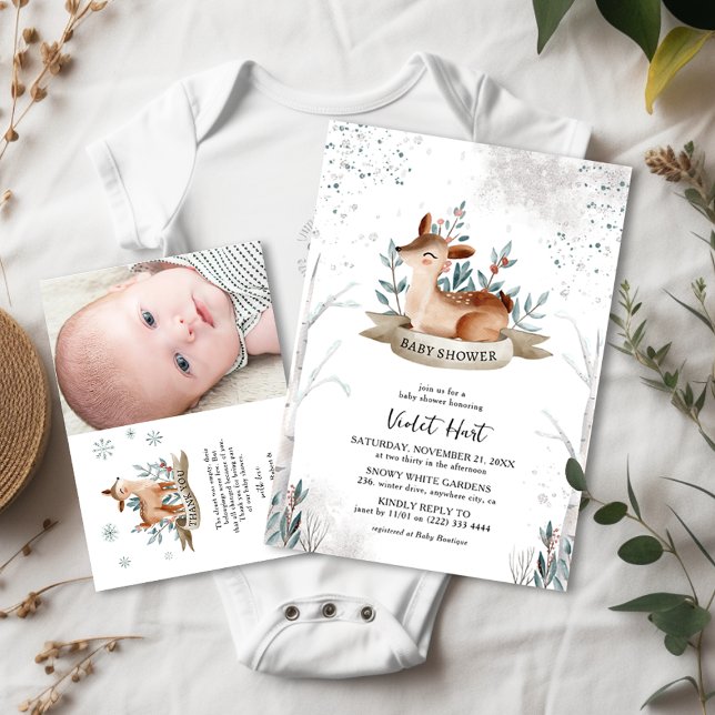 Söt vinterhjort Baby Shower Inbjudningar (Skapare uppladdad)