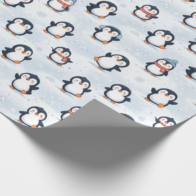 Söt vinterpingvin mönsterdesign presentpapper (Hörn)