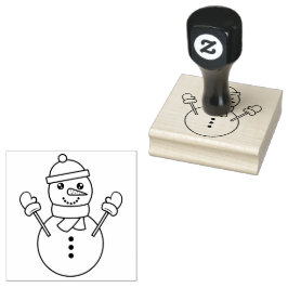 Söt vintersnömannen tecknad illustration Festiv Stämpel