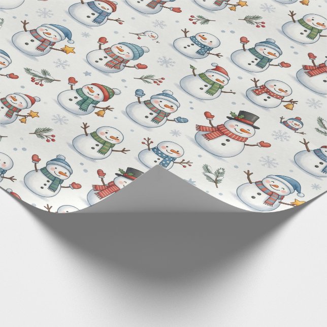 Söt vintersommar-snömannen sömlöst mönster presentpapper (Hörn)