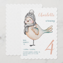 Söt Vintersparv Vattenfärg Illustration Julkort