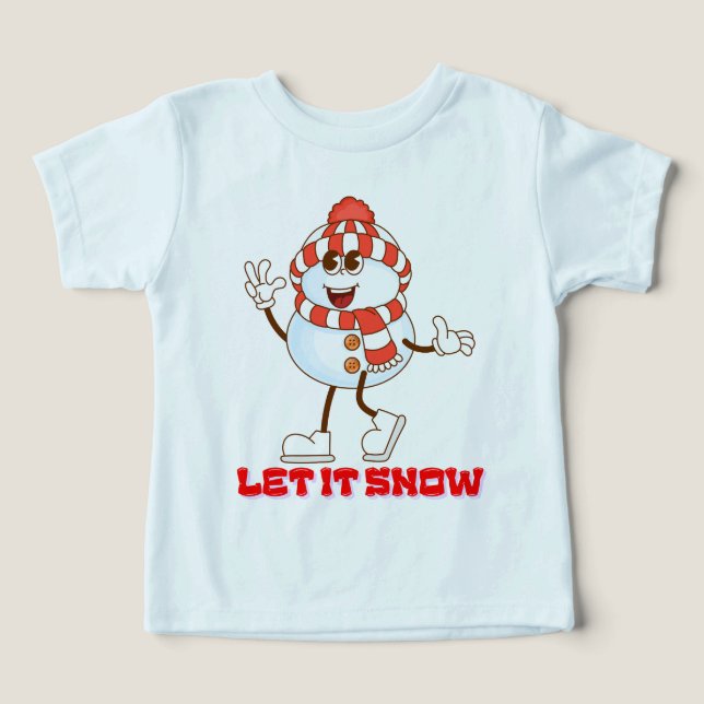 Söt vintertema design med lekfull snö t shirt (Design Framsida)
