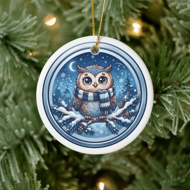 Söt vinteruggla ornament (Träd)