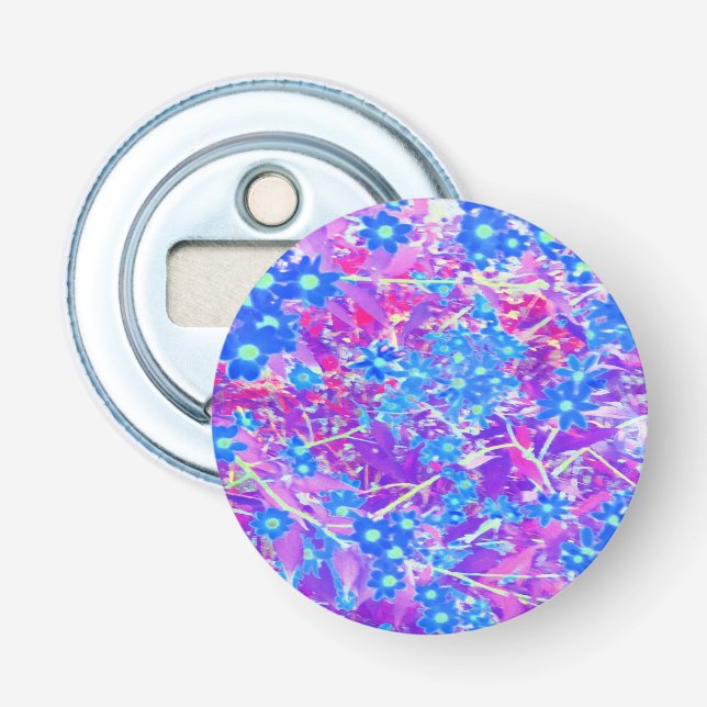 Söt Violet Blue och Lime Green Flowers Flasköppnare (Framsidan)