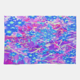 Söt Violet Blue och Lime Green Flowers Kökshandduk