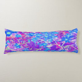 Söt Violet Blue och Lime Green Flowers Kroppskudde