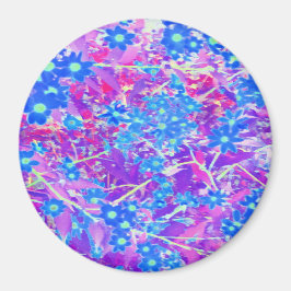 Söt Violet Blue och Lime Green Flowers Magnet