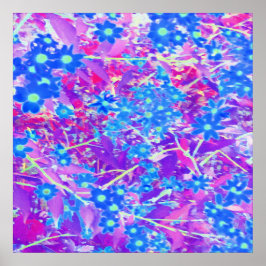 Söt Violet Blue och Lime Green Flowers Poster