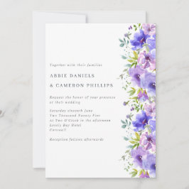 Söt Violet Flowers Gräns bröllopsinbjudan Inbjudningar