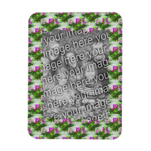 Söt Violet Flowers Ram Lägg till ditt foto Magnet