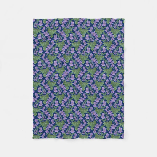 Söt Violets Anpassningsbar Fleece Blanket on Navy  (Framsidan)