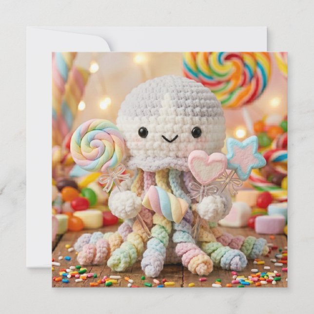 Söt virkad bläckfisk Candy Land-estetik  (Framsida)