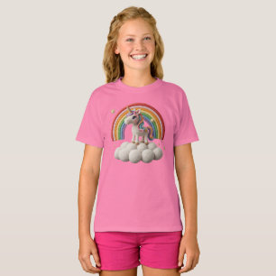 Söt virkad enhörning på moln med regnbåge  t shirt