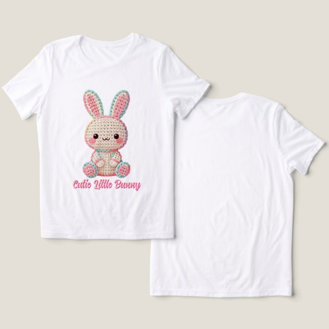 Söt virkad kanin t shirt (Design fram och bak)