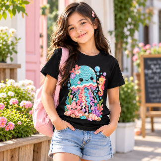 Söt virkad manet undervattenshav t shirt
