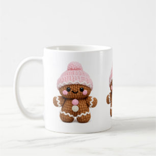 Söt virkad pepparkaksmuggkaka karaktär kaffe kaffemugg