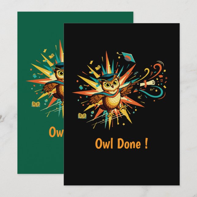 Söt vis owl-examen klass 2026 retro popkonst (Fram/baksida)