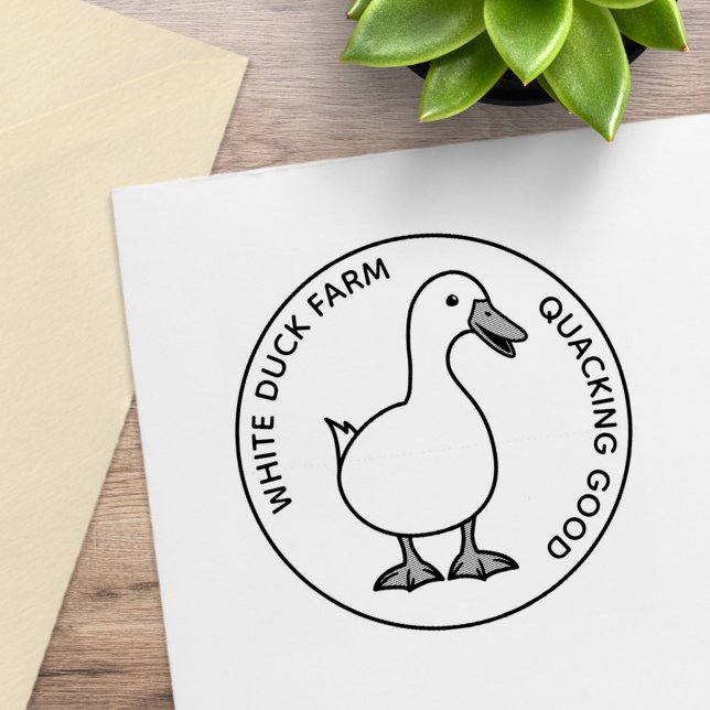 Söt vit anka gård rolig anpassad text stämpel (Skapare uppladdad)