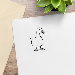 Söt Vit Anka Pet 1x1 Stämpel