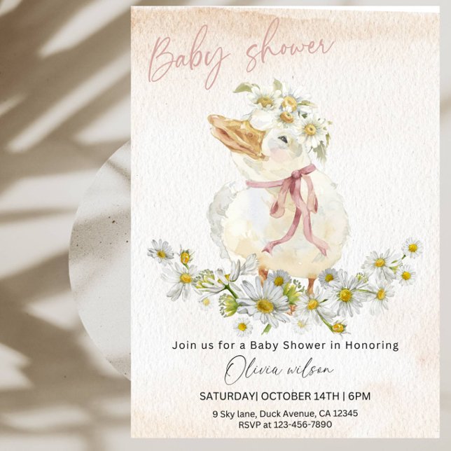 Söt Vit Ankunge Baby Shower Fest Inbjudningar (Skapare uppladdad)