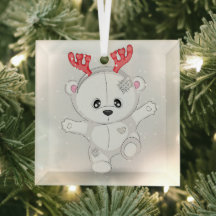 Söt vit björn med röda horn
