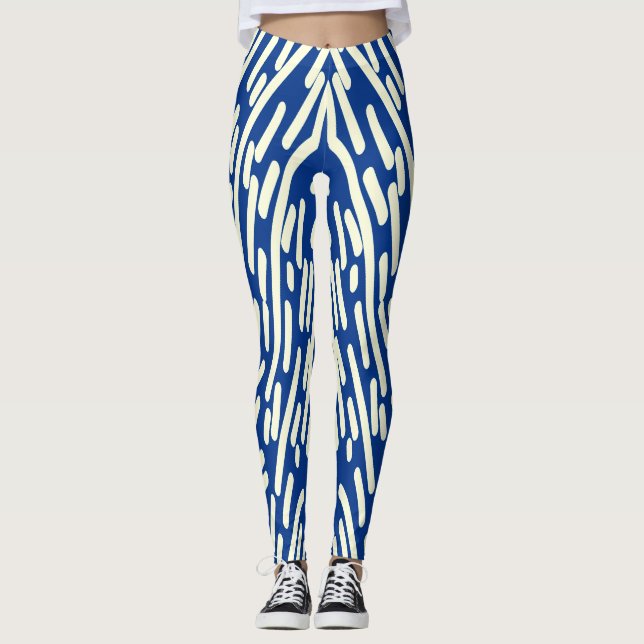 Söt vit & blå klassisk "Ratti_Creative_Arts" Leggings (Framsida)