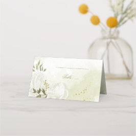 söt, vit blomma, grönt löv placeringskort